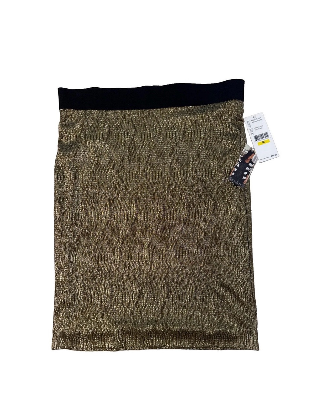 Karen Kane Mojave Sun Gold Metallic Pencil Skirt Lined Size M NWT